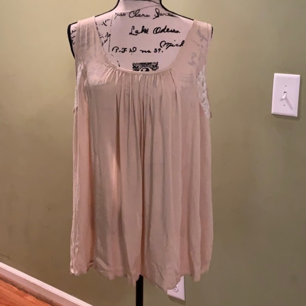 Kori Vintage Boho Cream Lace Tank Top Shirt